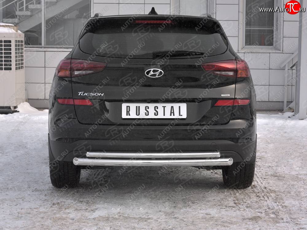 14 999 р. Защита заднего бампера (Ø63/42 мм, нержавейка) SLITKOFF  Hyundai Tucson  TL (2018-2021) рестайлинг  с доставкой в г. Нижний Новгород