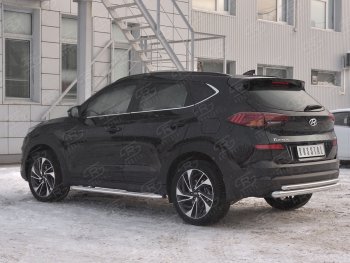 14 999 р. Защита заднего бампера (Ø63/42 мм, нержавейка) SLITKOFF  Hyundai Tucson  TL (2018-2021) рестайлинг  с доставкой в г. Нижний Новгород. Увеличить фотографию 2