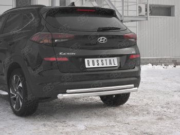 14 999 р. Защита заднего бампера (Ø63/42 мм, нержавейка) SLITKOFF  Hyundai Tucson  TL (2018-2021) рестайлинг  с доставкой в г. Нижний Новгород. Увеличить фотографию 3