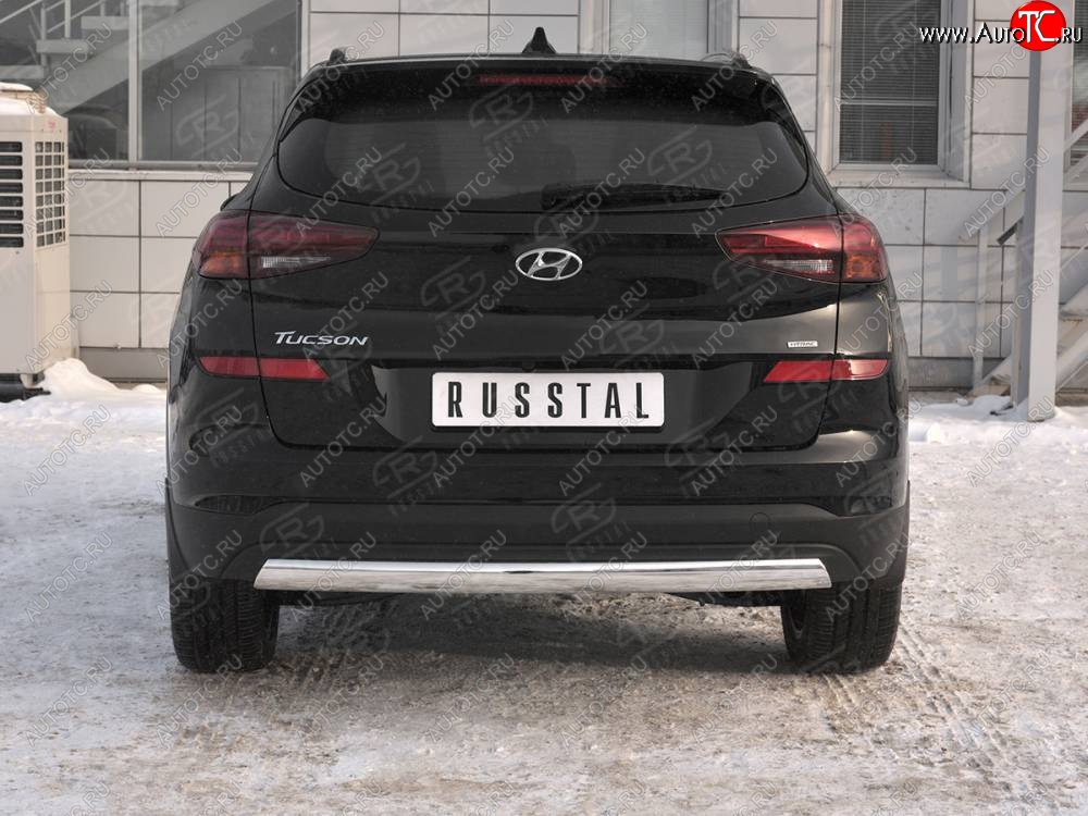 14 999 р. Защита заднего бампера (Ø75x42 мм, нержавейка) Russtal Hyundai Tucson TL рестайлинг (2018-2021)  с доставкой в г. Нижний Новгород