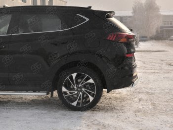 14 999 р. Защита заднего бампера (Ø75x42 мм, нержавейка) Russtal Hyundai Tucson TL рестайлинг (2018-2021)  с доставкой в г. Нижний Новгород. Увеличить фотографию 3