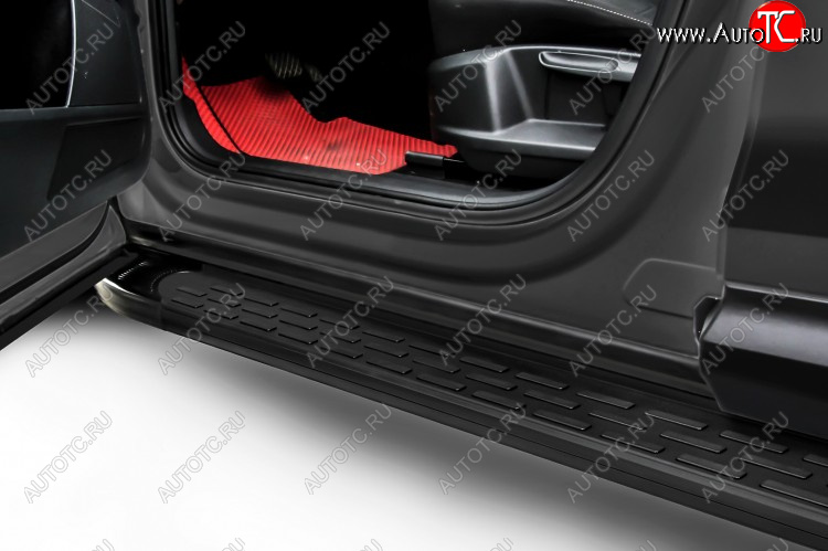 17 399 р. Пороги алюминиевые Slitkoff Hyundai Tucson TL рестайлинг (2018-2021) (Premium Black)  с доставкой в г. Нижний Новгород