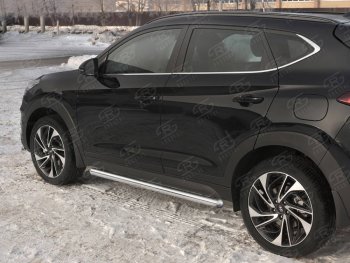 Защита порогов SLITKOFF (Ø63 мм) Hyundai (Хюндаи) Tucson (Туссон)  TL (2018-2021) TL рестайлинг