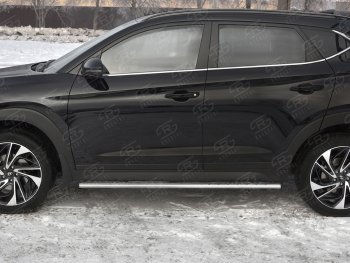 21 749 р. Защита порогов (Ø75x42 мм с проступью, нержавейка) Russtal Hyundai Tucson TL рестайлинг (2018-2021)  с доставкой в г. Нижний Новгород. Увеличить фотографию 2