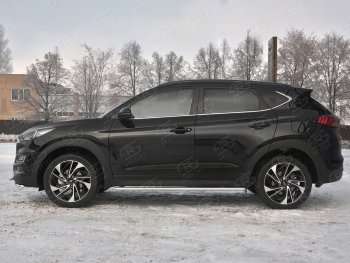 21 749 р. Защита порогов (Ø75x42 мм с проступью, нержавейка) Russtal Hyundai Tucson TL рестайлинг (2018-2021)  с доставкой в г. Нижний Новгород. Увеличить фотографию 3