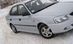 4 099 р. Пороги накладки Style  Hyundai Accent  седан ТагАЗ (2001-2012) (Неокрашенные)  с доставкой в г. Нижний Новгород. Увеличить фотографию 2