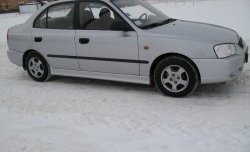 4 099 р. Пороги накладки Style  Hyundai Accent  седан ТагАЗ (2001-2012) (Неокрашенные)  с доставкой в г. Нижний Новгород. Увеличить фотографию 3