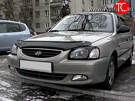 1 484 р. Защита передних фар NovLine (очки) . Hyundai Accent седан ТагАЗ (2001-2012)  с доставкой в г. Нижний Новгород