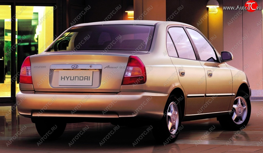 4 899 р. Задний бампер Стандартный Hyundai Accent седан ТагАЗ (2001-2012) (Неокрашенный)  с доставкой в г. Нижний Новгород