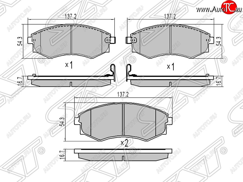 1 269 р. Колодки тормозные SAT (передние)  Hyundai Sonata  EF (2001-2013), SSANGYONG Korando  2 (1996-2006), SSANGYONG Musso (1993-2005), SSANGYONG Rexton  Y200 (2001-2006)  с доставкой в г. Нижний Новгород