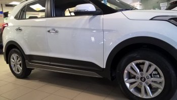 7 349 р. Пластиковые пороги АвтоКрат Hyundai Creta GS дорестайлинг (2015-2019) (Неокрашенные)  с доставкой в г. Нижний Новгород. Увеличить фотографию 1