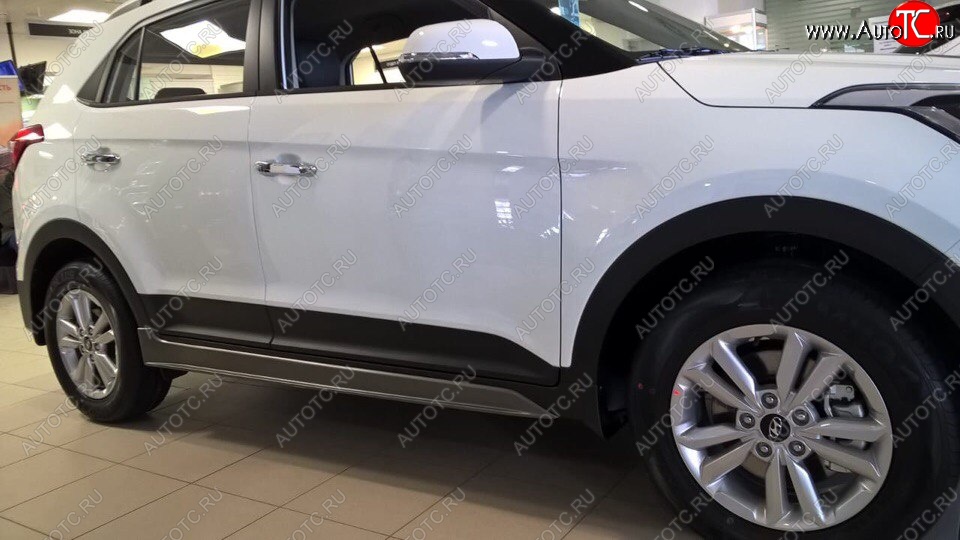 7 349 р. Пластиковые пороги АвтоКрат Hyundai Creta GS дорестайлинг (2015-2019) (Неокрашенные)  с доставкой в г. Нижний Новгород