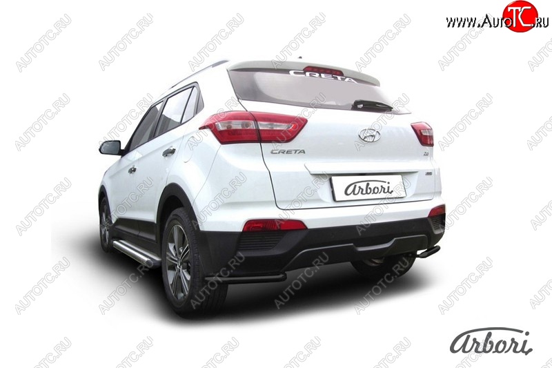 1 099 р. Защита заднего бампера Arbori (уголки, черная, 1 труба d42 mm). Hyundai Creta GS дорестайлинг (2015-2019)  с доставкой в г. Нижний Новгород