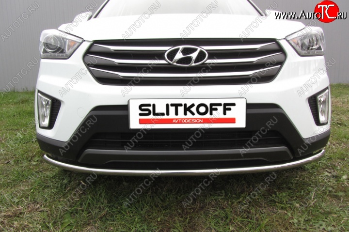 10 749 р. Одинарная защита переднего бампера диаметром 42 мм Slitkoff  Hyundai Creta  GS (2015-2021) дорестайлинг, рестайлинг (Нержавейка, Полированная)  с доставкой в г. Нижний Новгород