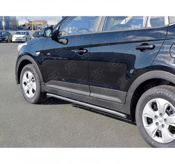 Защита порогов из круглой трубы d42 мм Russtal v3 Hyundai Creta GS дорестайлинг (2015-2019)