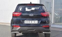 6 999 р. Защита заднего бампера (Ø42 мм уголки, нержавейка) Russtal  Hyundai Creta  GS (2015-2021) дорестайлинг, рестайлинг  с доставкой в г. Нижний Новгород. Увеличить фотографию 1