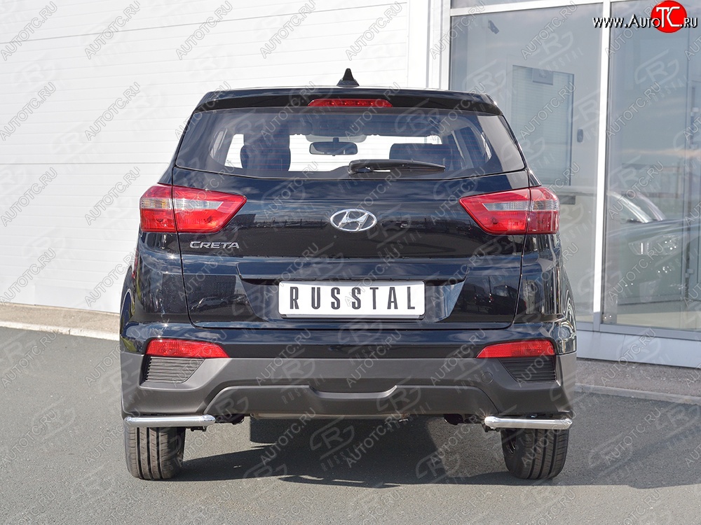 6 999 р. Защита заднего бампера (Ø42 мм уголки, нержавейка) Russtal  Hyundai Creta  GS (2015-2021) дорестайлинг, рестайлинг  с доставкой в г. Нижний Новгород