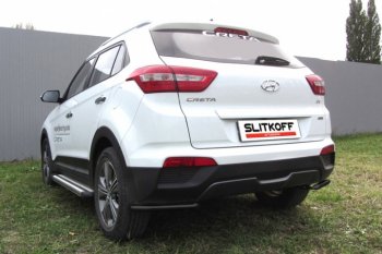 5 499 р. Защита заднего бампера из уголков d42 Slitkoff Hyundai Creta GS дорестайлинг (2015-2019) (Цвет: серебристый)  с доставкой в г. Нижний Новгород. Увеличить фотографию 1