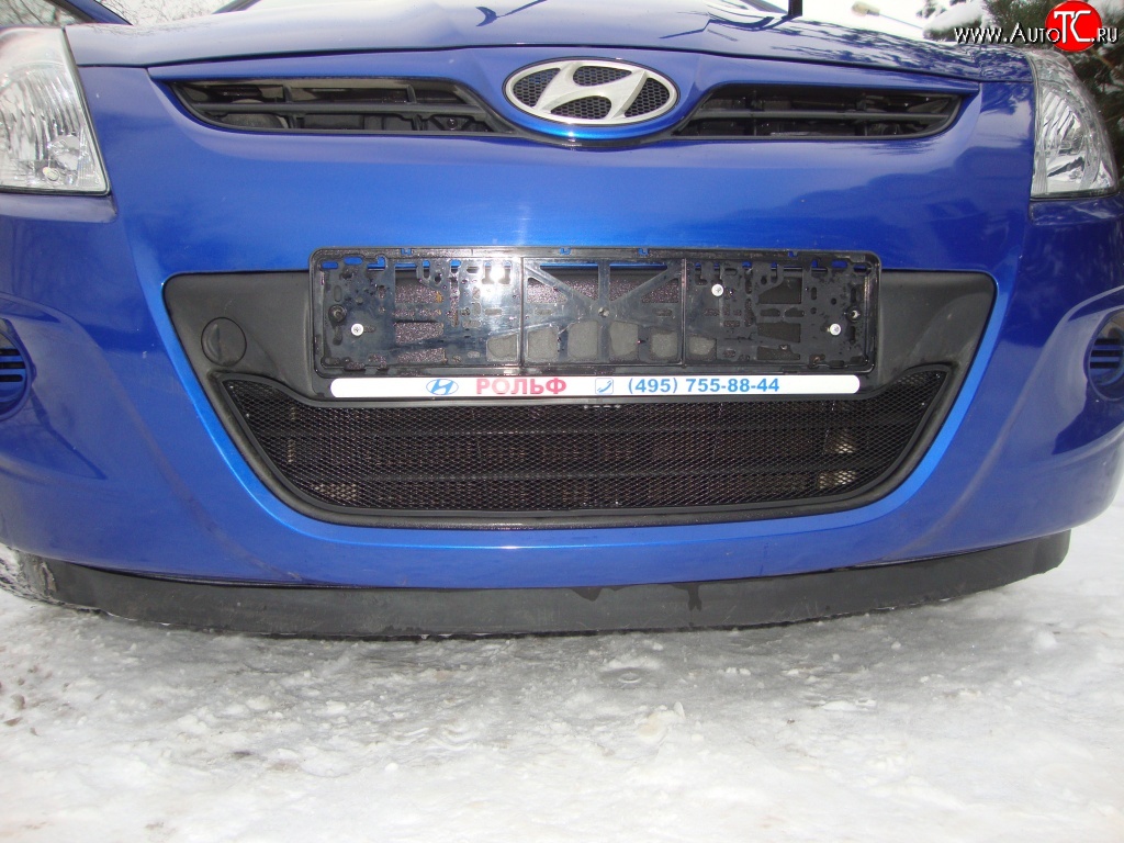 1 469 р. Сетка на бампер Russtal (черная) Hyundai i20 PB хэтчбэк дорестайлинг (2008-2012)  с доставкой в г. Нижний Новгород