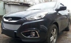 2 199 р. Сетка на бампер Russtal (хром) Hyundai IX35 LM дорестайлинг (2009-2013)  с доставкой в г. Нижний Новгород. Увеличить фотографию 2