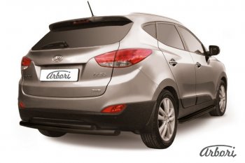 Защита заднего бампера Arbori (черная, 2 трубы d57 и 42 mm). Hyundai IX35 LM рестайлинг (2013-2018)