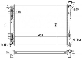 Радиатор двигателя (пластинчатый, 2.0/2.4, МКПП/АКПП) SAT Hyundai IX35 LM дорестайлинг (2009-2013)