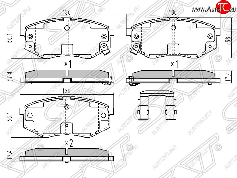 1 389 р. Колодки тормозные SAT (передние)  Hyundai IX35  LM (2009-2018), Hyundai Sonata  YF (2009-2014), Hyundai Tucson  LM (2010-2017), KIA Carens  FC, RS (1999-2006), KIA Sportage  3 SL (2010-2016)  с доставкой в г. Нижний Новгород