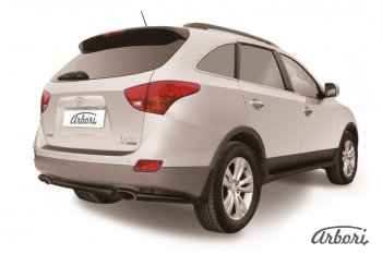 Защита заднего бампера Arbori (короткая, черная, 1 труба d57 mm). Hyundai IX55 EN (2006-2013)