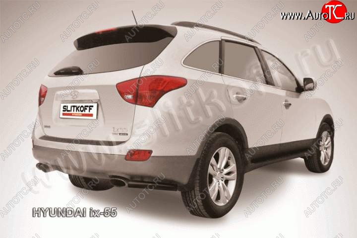 5 449 р. Защита заднего бампера из уголков d57 Slitkoff Hyundai IX55 EN (2006-2013) (Цвет: серебристый)  с доставкой в г. Нижний Новгород