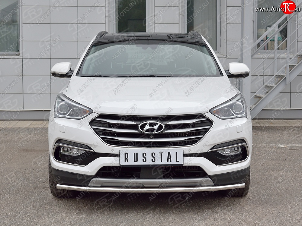 10 949 р. Защита переднего бампера (Ø42 мм, нержавейка, Premium) SLITKOFF Hyundai Santa Fe DM рестайлинг (2015-2019)  с доставкой в г. Нижний Новгород