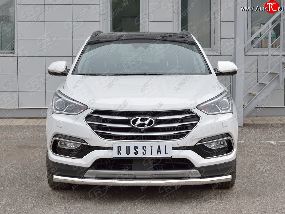 12 499 р. Защита переднего бампера (Ø63 мм, нержавейка, Premium) SLITKOFF Hyundai Santa Fe DM рестайлинг (2015-2019)  с доставкой в г. Нижний Новгород