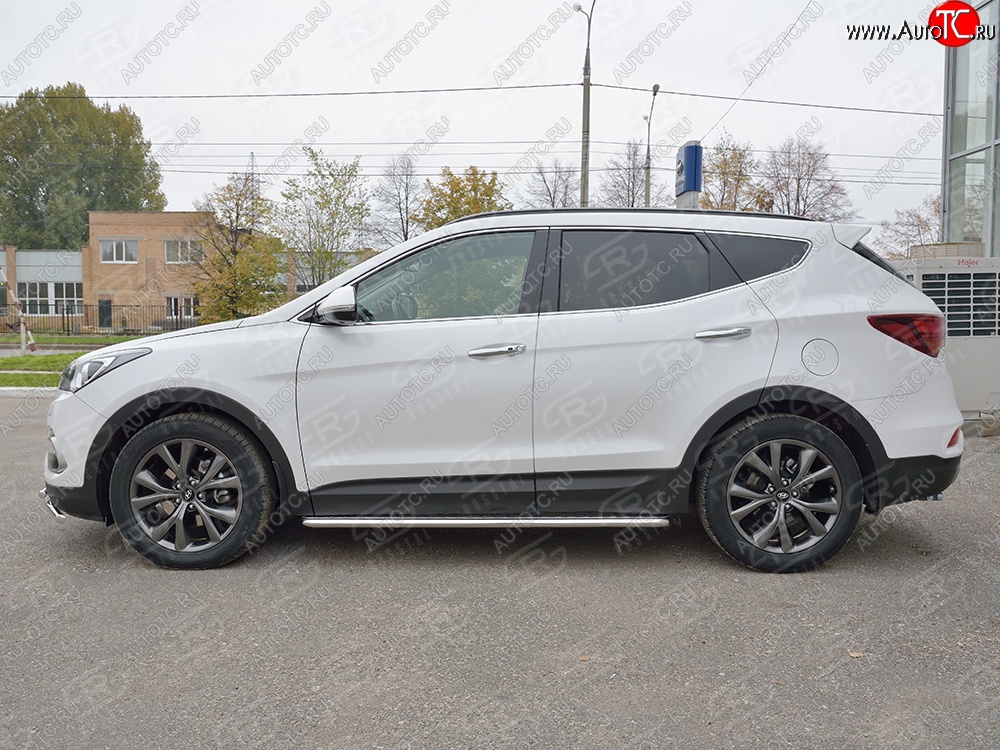 21 749 р. Широкая защита порогов с трубой диаметром 42 мм Premium SLITKOFF Hyundai Santa Fe DM рестайлинг (2015-2019)  с доставкой в г. Нижний Новгород