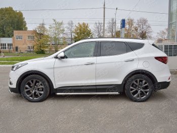 15 799 р. Защита порогов из круглой трубы диаметром 63 мм PREMIUM SLITKOFF v2 Hyundai Santa Fe DM рестайлинг (2015-2019)  с доставкой в г. Нижний Новгород. Увеличить фотографию 2