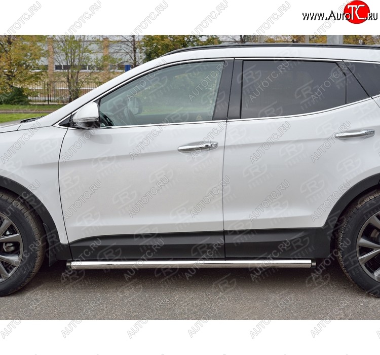 15 799 р. Защита порогов из круглой трубы диаметром 63 мм PREMIUM SLITKOFF v2 Hyundai Santa Fe DM рестайлинг (2015-2019)  с доставкой в г. Нижний Новгород