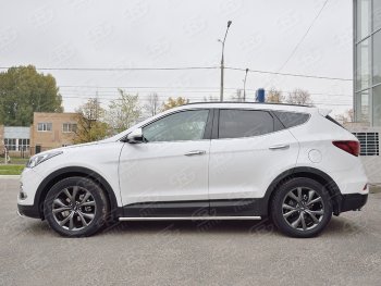 15 299 р. Защита порогов из круглой трубы d42 мм PREMIUM SLITKOFF v3 Hyundai Santa Fe DM рестайлинг (2015-2019)  с доставкой в г. Нижний Новгород. Увеличить фотографию 3