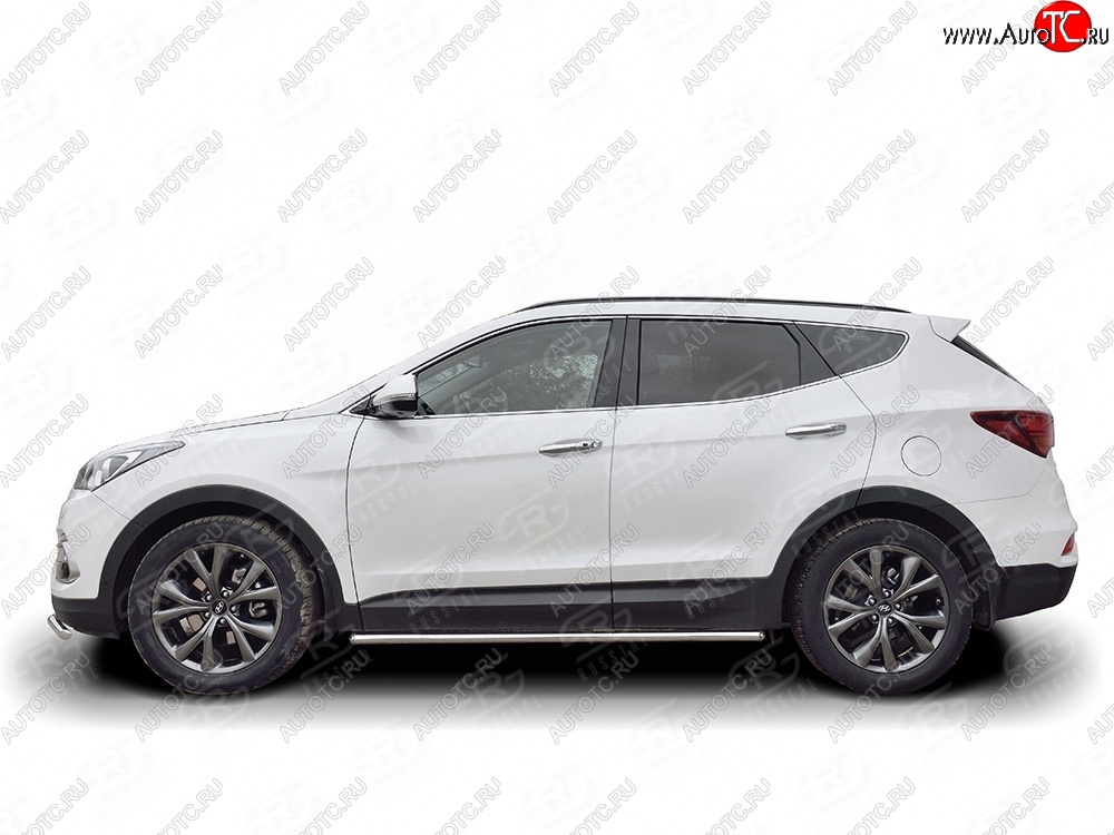 15 299 р. Защита порогов из круглой трубы d42 мм PREMIUM SLITKOFF v3 Hyundai Santa Fe DM рестайлинг (2015-2019)  с доставкой в г. Нижний Новгород