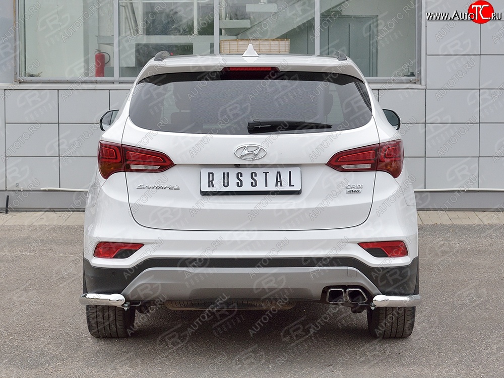 13 799 р. Защита заднего бампера (Ø63 мм уголки, нержавейка, Premium) SLITKOFF  Hyundai Santa Fe  DM (2015-2019) рестайлинг  с доставкой в г. Нижний Новгород