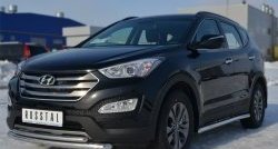 15 899 р. Защита переднего бампера (2 трубыØ63 и 42 мм, нержавейка) SLITKOFF  Hyundai Santa Fe  DM (2012-2016) дорестайлинг  с доставкой в г. Нижний Новгород. Увеличить фотографию 4