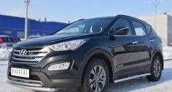 14 849 р. Защита порогов из круглой трубы диаметром 63 мм Russtal Hyundai Santa Fe DM дорестайлинг (2012-2016) (Защита порогов с со скосами на торцах (вариант 1))  с доставкой в г. Нижний Новгород. Увеличить фотографию 8