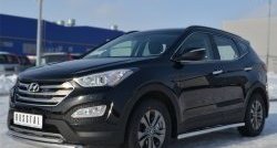 14 849 р. Защита порогов из круглой трубы диаметром 63 мм Russtal Hyundai Santa Fe DM дорестайлинг (2012-2016) (Защита порогов с со скосами на торцах (вариант 1))  с доставкой в г. Нижний Новгород. Увеличить фотографию 9