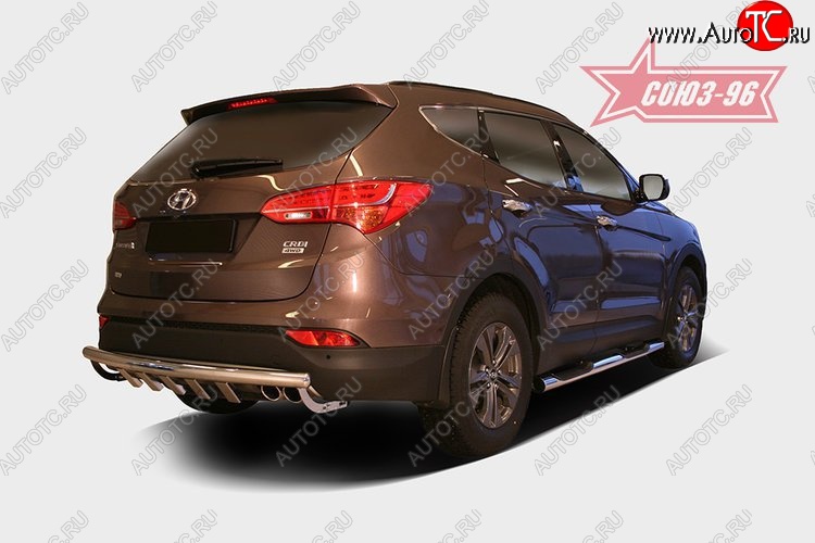 12 599 р. Защита заднего бампера с элементами из профиля Souz-96 (d60) Hyundai Santa Fe DM дорестайлинг (2012-2016)  с доставкой в г. Нижний Новгород