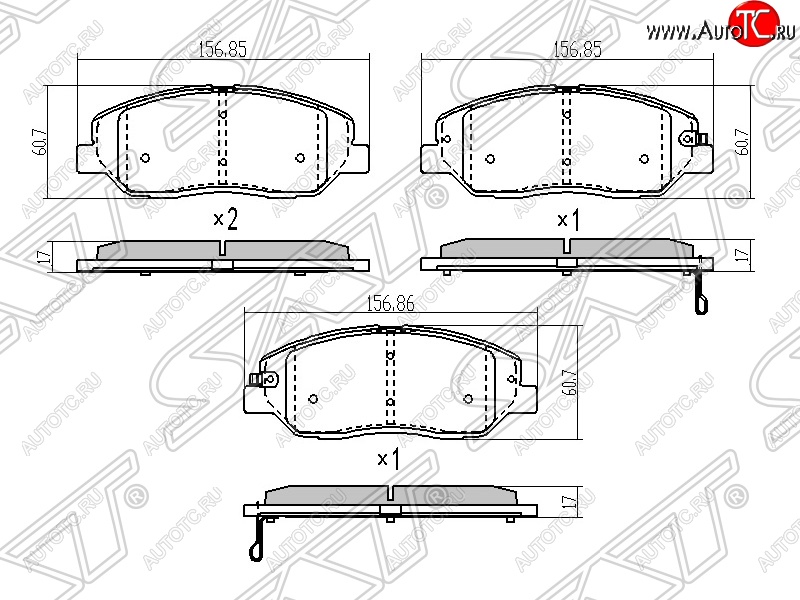 1 499 р. Колодки тормозные SAT (передние) KIA Sorento XM дорестайлинг (2009-2012)  с доставкой в г. Нижний Новгород