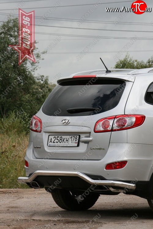 11 159 р. Защита заднего бампера Souz-96 (d60) Hyundai Santa Fe CM рестайлинг (2009-2012)  с доставкой в г. Нижний Новгород