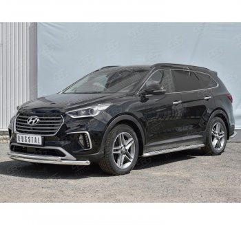 Защита переднего бампера (2 трубыØ42 мм, нержавейка) SLITKOFF Hyundai (Хюндаи) Grand Santa Fe (гранд)  1 DM (2016-2018) 1 DM рестайлинг