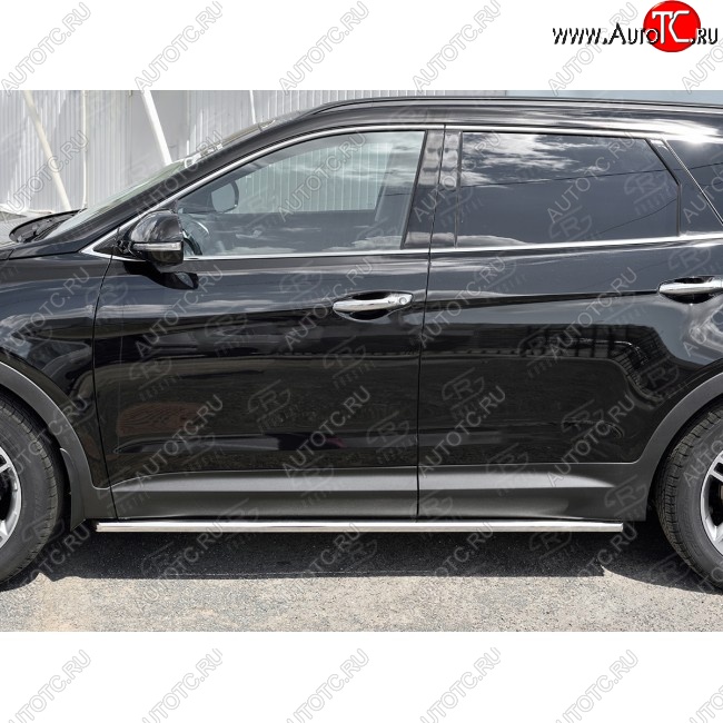 17 999 р. Защита порогов из круглой трубы диаметром 42 мм SLITKOFF v1  Hyundai Grand Santa Fe  1 DM (2016-2018) рестайлинг  с доставкой в г. Нижний Новгород