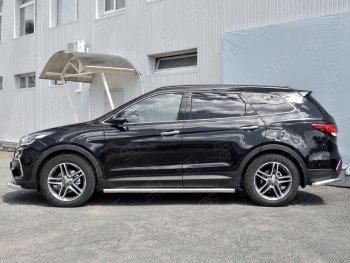 18 799 р. Защита порогов из круглой трубы диаметром 63 мм SLITKOFF  Hyundai Grand Santa Fe  1 DM (2016-2018) рестайлинг  с доставкой в г. Нижний Новгород. Увеличить фотографию 2