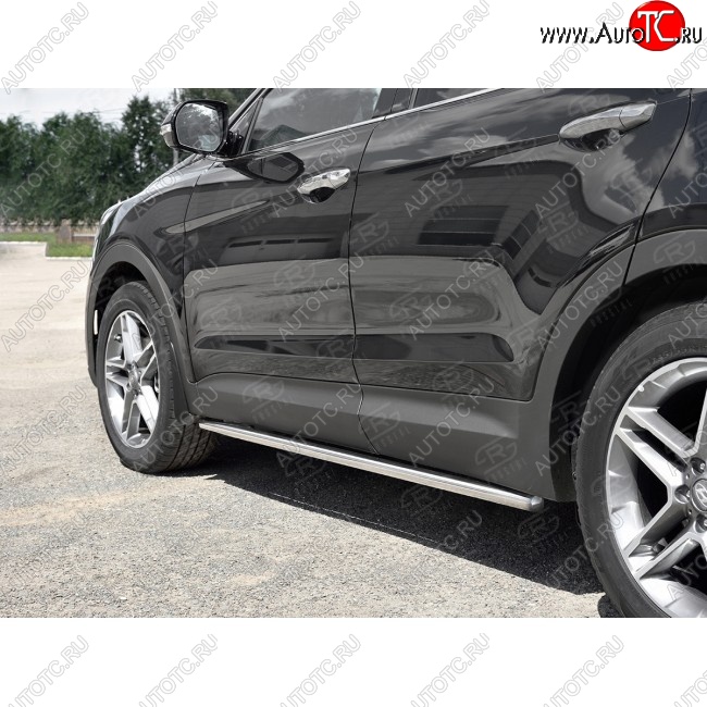 17 999 р. Защита порогов из круглой трубы диаметром 42 мм SLITKOFF v3  Hyundai Grand Santa Fe  1 DM (2016-2018) рестайлинг  с доставкой в г. Нижний Новгород