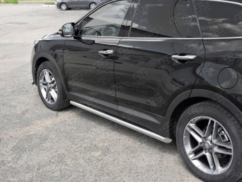 17 599 р. Защита порогов из круглой трубы диаметром 63 мм SLITKOFF v1  Hyundai Grand Santa Fe  1 DM (2016-2018) рестайлинг  с доставкой в г. Нижний Новгород. Увеличить фотографию 2