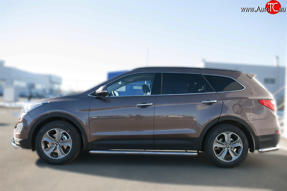 21 699 р. Широкая защита порогов SLITKOFF  Hyundai Grand Santa Fe  1 DM (2013-2016) дорестайлинг  с доставкой в г. Нижний Новгород