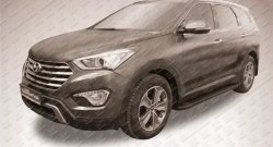 13 349 р. Алюминиевые пороги Slitkoff Optima Black  Hyundai Grand Santa Fe  1 DM (2013-2016) дорестайлинг  с доставкой в г. Нижний Новгород. Увеличить фотографию 2